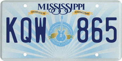 MS license plate KQW865