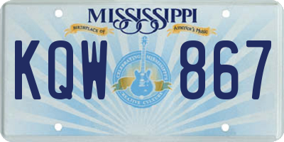 MS license plate KQW867