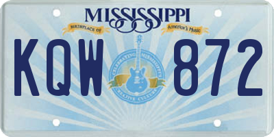 MS license plate KQW872