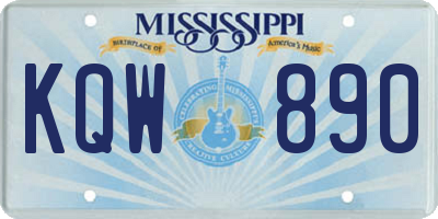 MS license plate KQW890