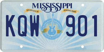 MS license plate KQW901