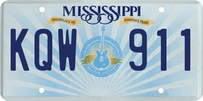 MS license plate KQW911