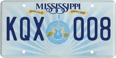 MS license plate KQX008