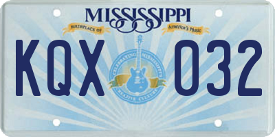 MS license plate KQX032