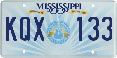 MS license plate KQX133