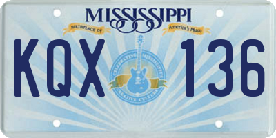 MS license plate KQX136