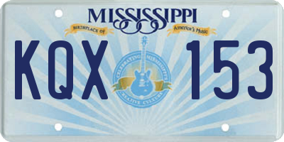 MS license plate KQX153