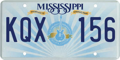 MS license plate KQX156