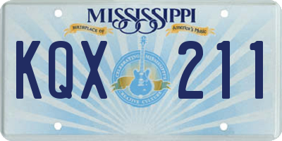 MS license plate KQX211