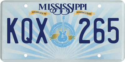 MS license plate KQX265