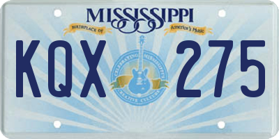 MS license plate KQX275