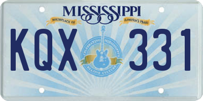 MS license plate KQX331
