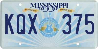 MS license plate KQX375
