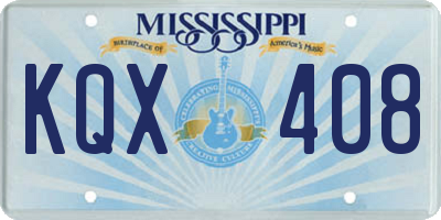 MS license plate KQX408