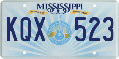 MS license plate KQX523