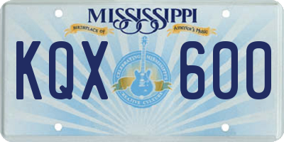 MS license plate KQX600