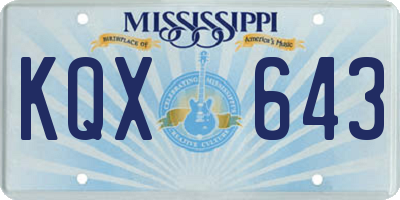 MS license plate KQX643