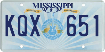 MS license plate KQX651