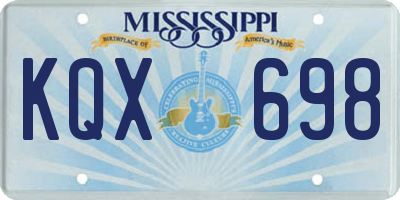 MS license plate KQX698