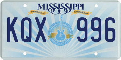 MS license plate KQX996