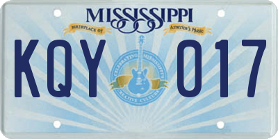 MS license plate KQY017