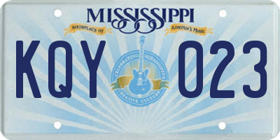 MS license plate KQY023