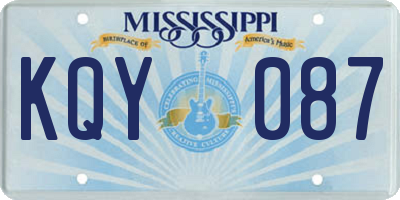MS license plate KQY087