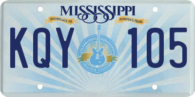 MS license plate KQY105