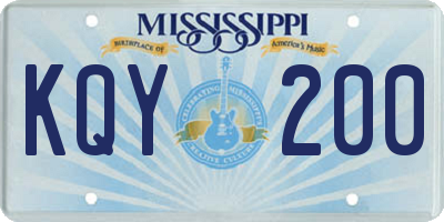 MS license plate KQY200