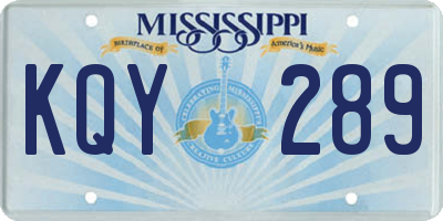 MS license plate KQY289