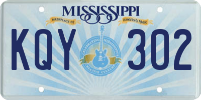 MS license plate KQY302