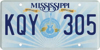 MS license plate KQY305