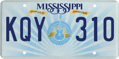 MS license plate KQY310