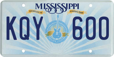 MS license plate KQY600