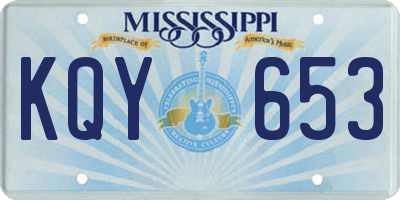 MS license plate KQY653