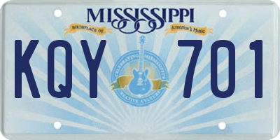 MS license plate KQY701