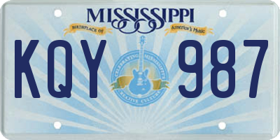 MS license plate KQY987