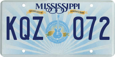 MS license plate KQZ072