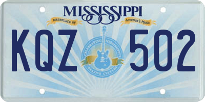 MS license plate KQZ502