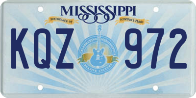 MS license plate KQZ972