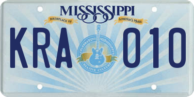 MS license plate KRA010