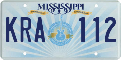 MS license plate KRA112