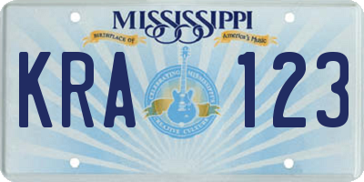 MS license plate KRA123