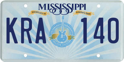 MS license plate KRA140