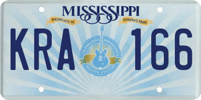 MS license plate KRA166