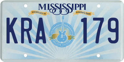 MS license plate KRA179