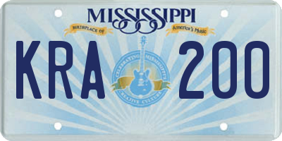 MS license plate KRA200