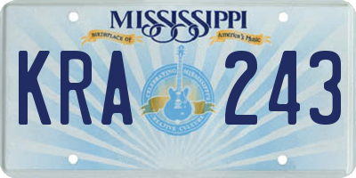 MS license plate KRA243
