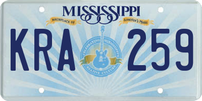 MS license plate KRA259
