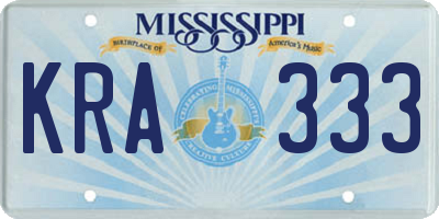 MS license plate KRA333